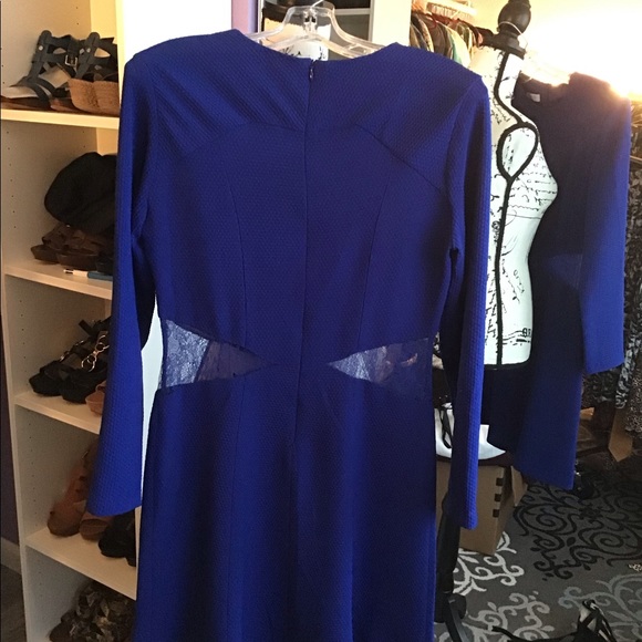 Sandro Royal Blue Jersey Mini w Lace 3 - Picture 4 of 6